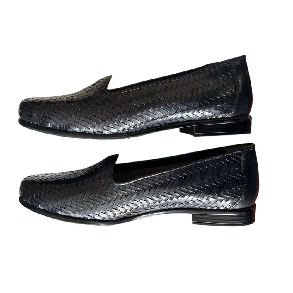 Trotters Liz Flats Navy Blue Woven Leather Loafer Slip On Shoes T5158-589 6.5 W - Picture 7 of 11